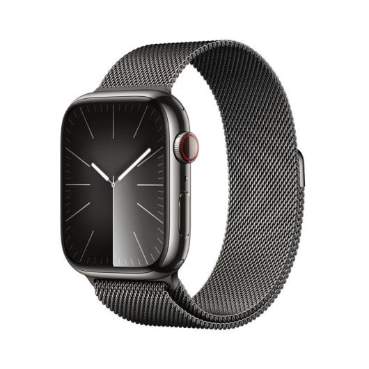 Apple Watch Series 9 GPS Cellular 45mm Retina OLED Acier Graphite Taille Unique Étanche IP6X SpO2 ECG