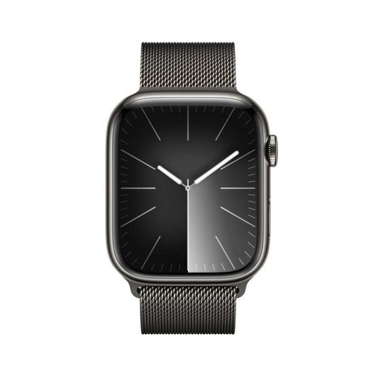 Apple Watch Series 9 GPS Cellular 45mm Retina OLED Acier Graphite Taille Unique Étanche IP6X SpO2 ECG