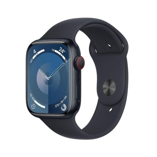 Apple Watch Series 9 GPS + Cellular 4G NFC GPS 45mm Retina OLED Noir S/M Étanche IP6X SpO2 ECG