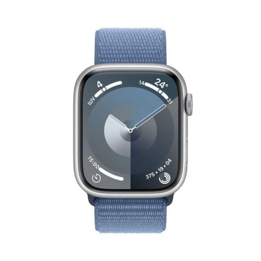 Apple Watch Series 9 GPS + Cellular Bluetooth 4G NFC GPS 45mm Retina OLED Argent Bleu Taille Unique IP6X SpO2