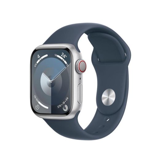 Apple Watch Series 9 GPS + Cellular 4G LTE 41mm Retina OLED Argent Bleu S/M IP6X SpO2 ECG
