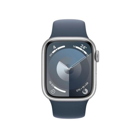 Apple Watch Series 9 GPS + Cellular 4G LTE 41mm Retina OLED Argent Bleu S/M IP6X SpO2 ECG