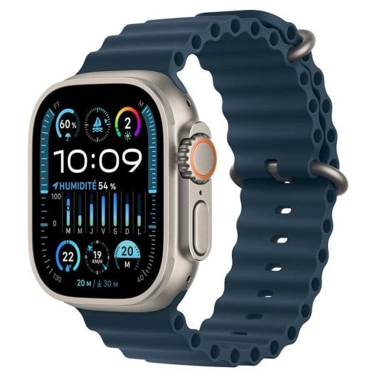 Apple Watch Ultra 2 GPS + Cellular 49mm OLED Titane Bleu Taille Unique Étanche IP6X SpO2 Pulsomètre
