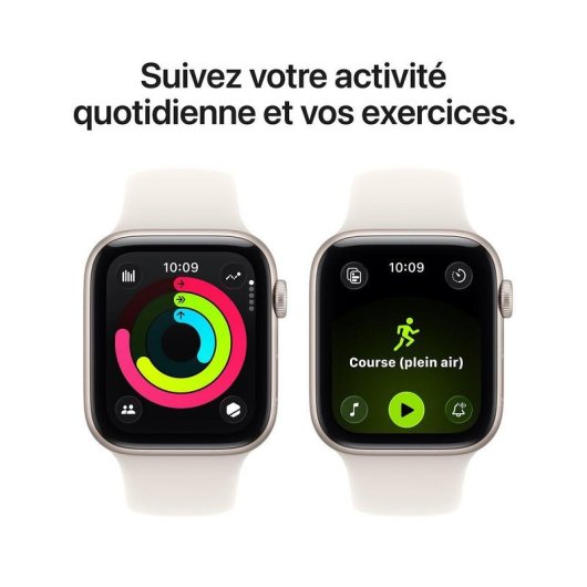 Apple Watch SE 3 GPS Bluetooth 44mm OLED Starlight S/M Étanche 50m Pulsomètre Suivi Sommeil