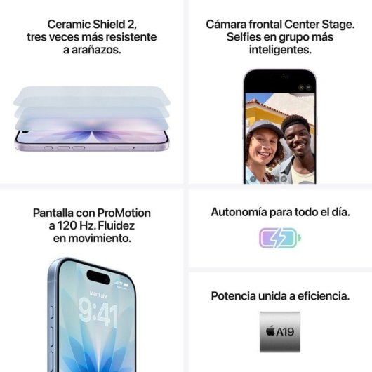 Apple iPhone 17 8GB 256GB 6.3" OLED 5G Dual SIM Kamera 48MP Schnellladung iOS 26 Blau