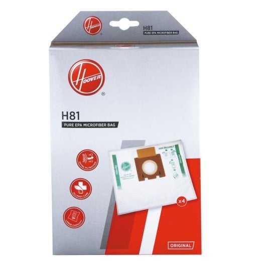 Saco para pó Hoover H81 Microfibra Branco Compatível Telios Extra 4 unid.