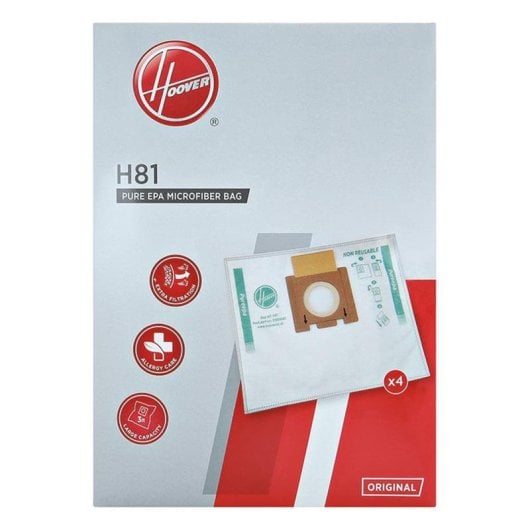 Saco para pó Hoover H81 Microfibra Branco Compatível Telios Extra 4 unid.