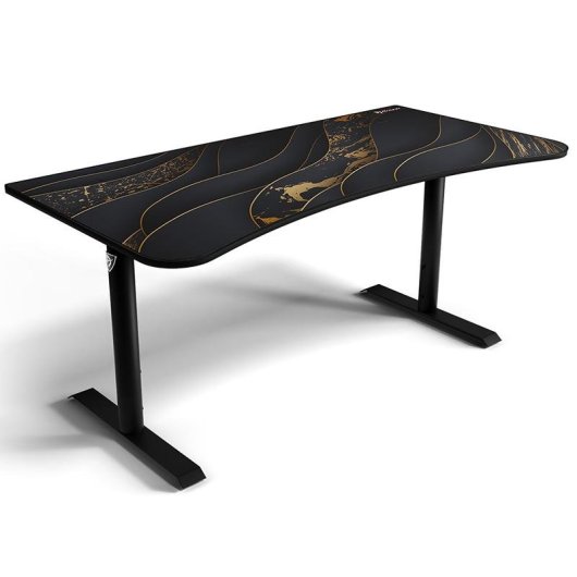 Mesa Gaming Arozzi 160cm Fibra de madera Negro y Oro Altura regulable