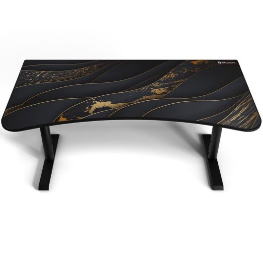Mesa Gaming Arozzi 160cm Fibra de madera Negro y Oro Altura regulable