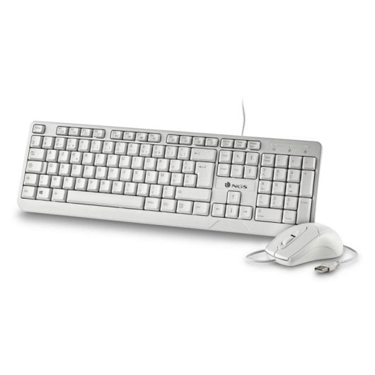 Teclado NGS CocoaKitWhiteFrench membrana layout FR con ratón óptico USB