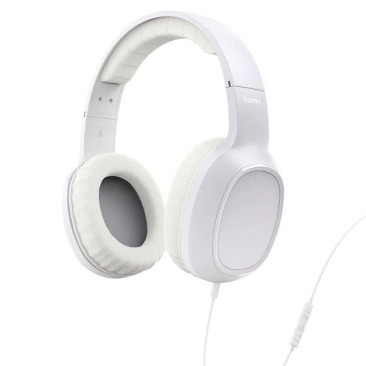 Auriculares Hama Fun C con cable USB-C, control en línea, micrófono y asistente de voz blancos