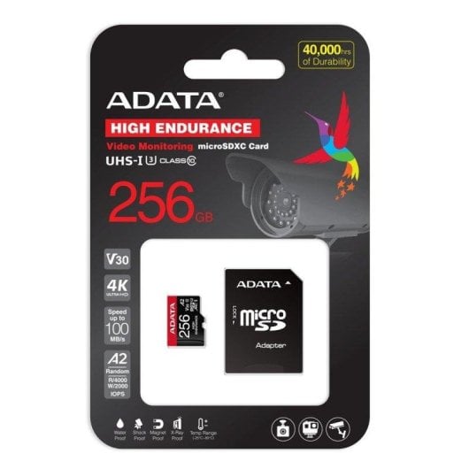 Carte mémoire Adata AUSDX256GUI3V30SHA2-RA1 256GB microSDXC UHS-I V30 U3 Adaptateur SD