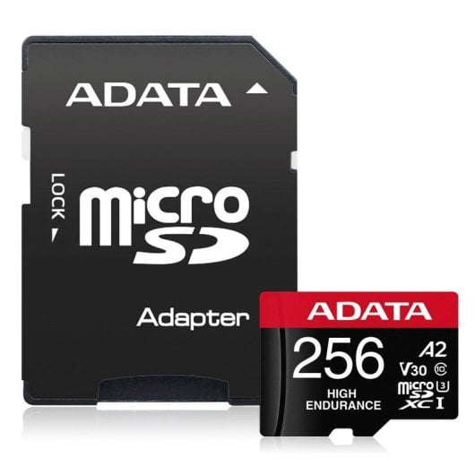 Carte mémoire Adata AUSDX256GUI3V30SHA2-RA1 256GB microSDXC UHS-I V30 U3 Adaptateur SD