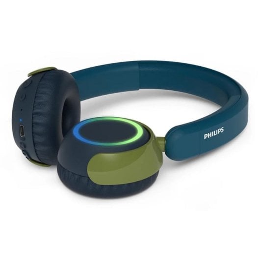 Auriculaires Philips TAK4200CT/00 sans fil Bluetooth pour appels et musique avec réduction de bruit, LED, bleu et vert