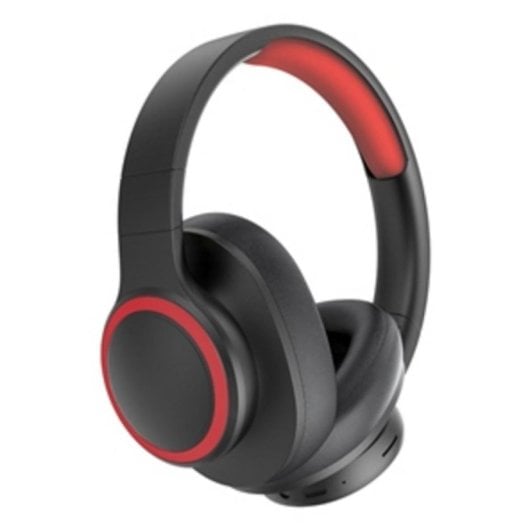 Auriculares ELBE ABT-B26-N sem fios Bluetooth para chamadas e música com rádio FM pretos e vermelhos