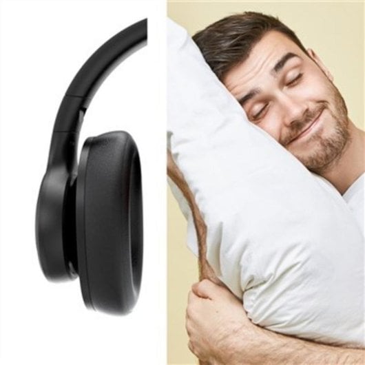 Auriculares ELBE ABT-B26-N sem fios Bluetooth para chamadas e música com rádio FM pretos e vermelhos