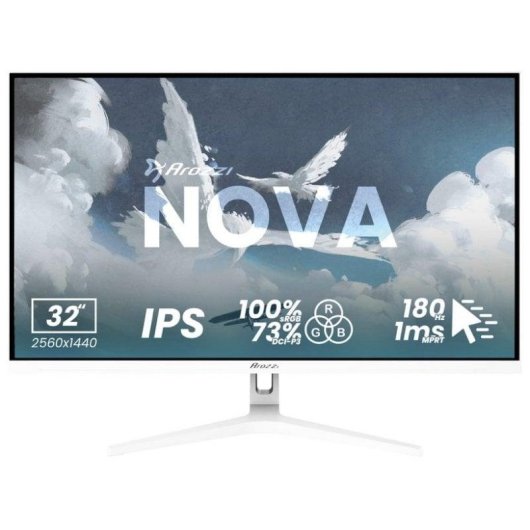 Monitor PC Arozzi Nova 32" QHD 180Hz IPS Piatto HDR Bianco 1ms Altoparlanti