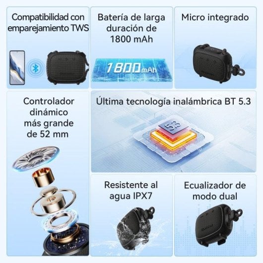 Altavoces Blackview Bluetooth inalámbricos 8W IPX7 TWS con micrófono