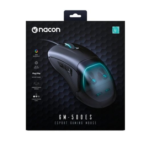 Ratón NACON GM-500ES USB 6400 DPI Negro Iluminación Gaming Ambidiestro