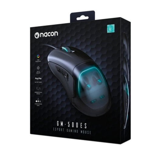 Ratón NACON GM-500ES USB 6400 DPI Negro Iluminación Gaming Ambidiestro