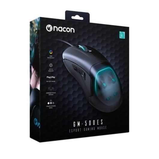 Ratón NACON GM-500ES USB 6400 DPI Negro Iluminación Gaming Ambidiestro