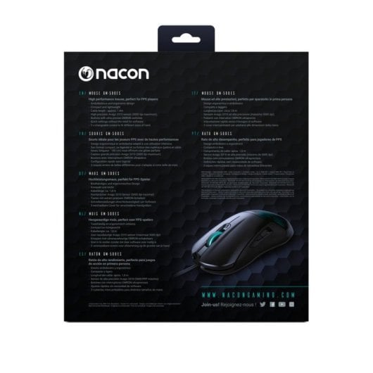 Ratón NACON GM-500ES USB 6400 DPI Negro Iluminación Gaming Ambidiestro