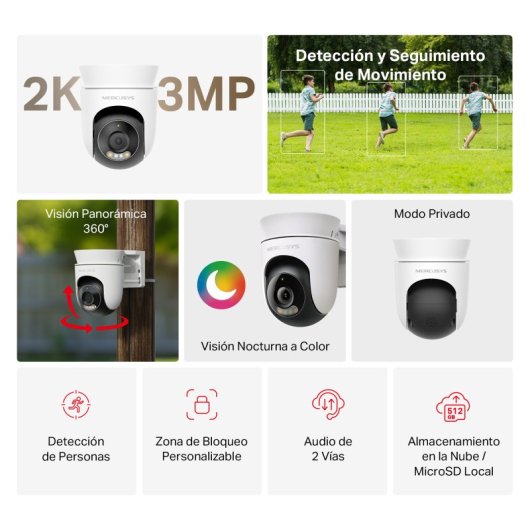 Cámara IP Mercusys MC510 2K Visión Nocturna Binnen en Buiten
