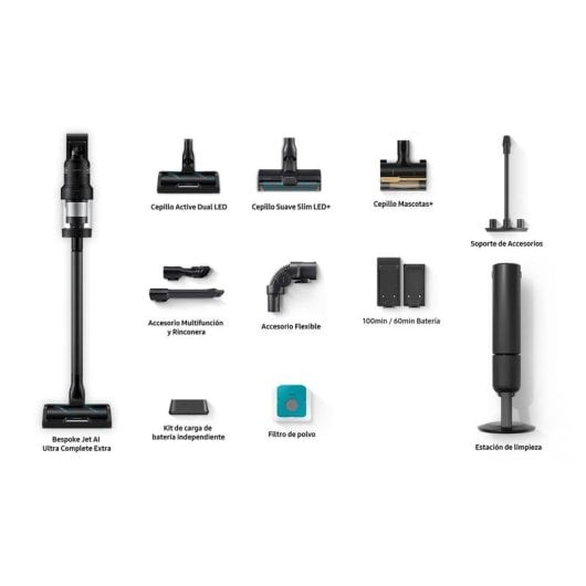 Akku Staubsauger Samsung VS90F40DEK 400W 160 Minuten Tierhaare HEPA 0,5L