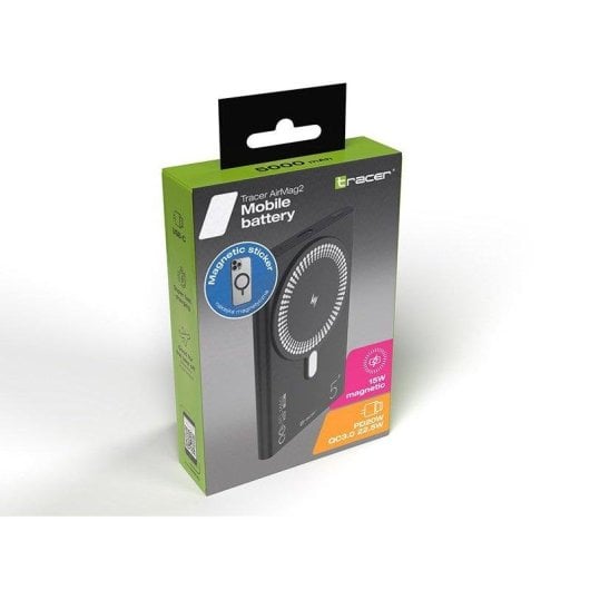 Batterie externe Trackimo Airmag2 5000 mAh MagSafe 20W USB-C noire