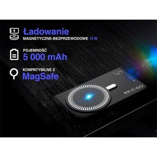 Batterie externe Trackimo Airmag2 5000 mAh MagSafe 20W USB-C noire