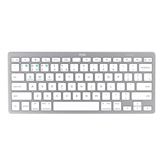 Clavier Trust 24651 compact sans fil Bluetooth switches ciseaux QWERTY US argent