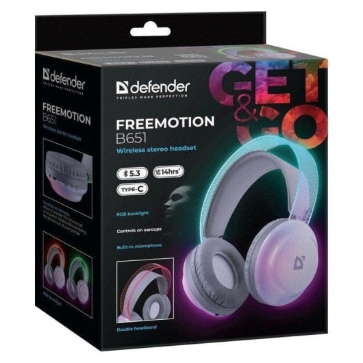 Auriculares Defender Freemotion B651 inalámbricos Bluetooth diadema uso universal USB-C negros