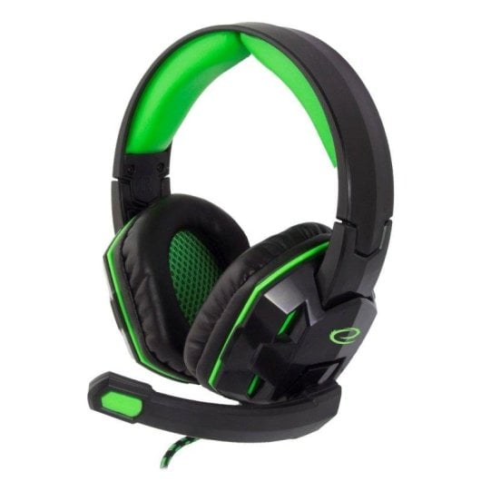 Auriculares Esperanza EGH380 con cable, jack 3,5 mm para gaming, micrófono integrado, color negro y verde
