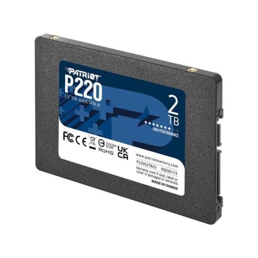 Disque Dur Patriot P220 2TB SSD 2.5" SATA III 550 Mo/s fiabilité avancée