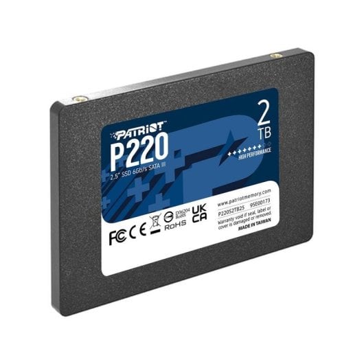Disque Dur Patriot P220 2TB SSD 2.5" SATA III 550 Mo/s fiabilité avancée