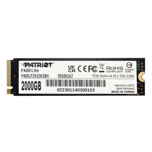 Disque Dur Patriot P400 Lite 2 To M.2 NVMe PCIe 4.0 3500 Mo/s