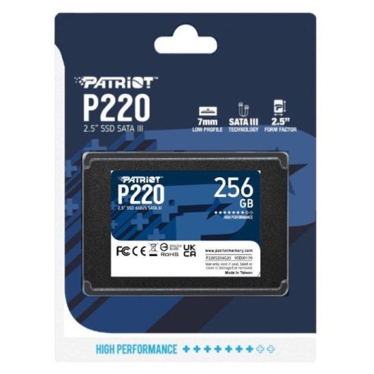 Disque Dur Patriot P220 256GB SSD 2.5" SATA III 550Mo/s Performance Fiable