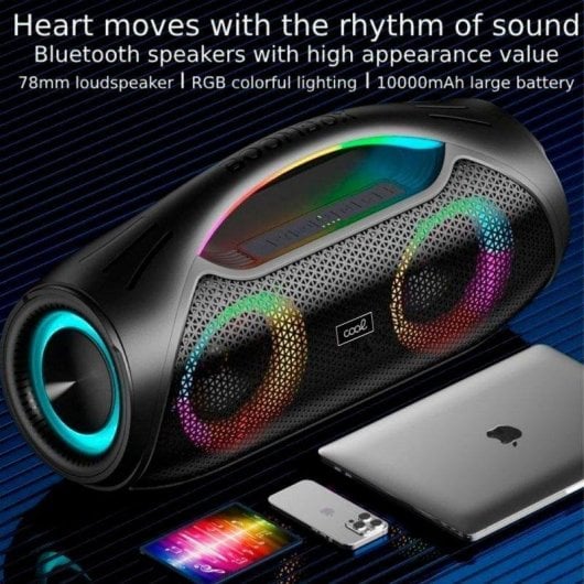 Altavoces Cool Portátil Bluetooth 30W con lector USB, SD y luces LED RGB