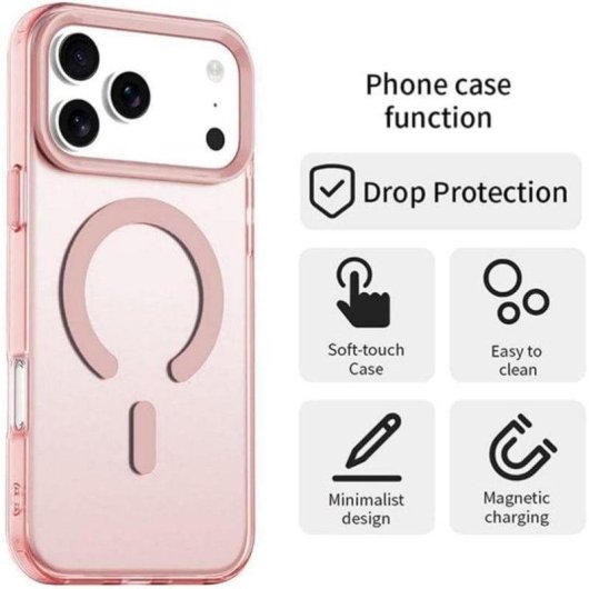 Cool Colorful magnetische siliconen roze hoes voor iPhone 17 Pro Max / 18 Pro Max