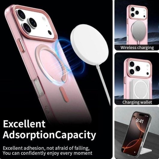 Handyhülle Cool Magnetisch Stoßfest Silikon Rosa für iPhone 17 Pro MAX