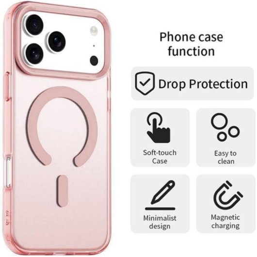 Funda para móvil Cool magnética de silicona rosa MagSafe para iPhone 17 Pro / 18 Pro