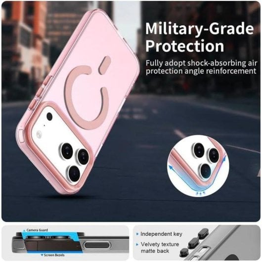 Huelle fuer Handy Cool Magnetische Schutzhülle Rosa Stoßfest MagSafe kompatibel fuer iPhone 17 Pro