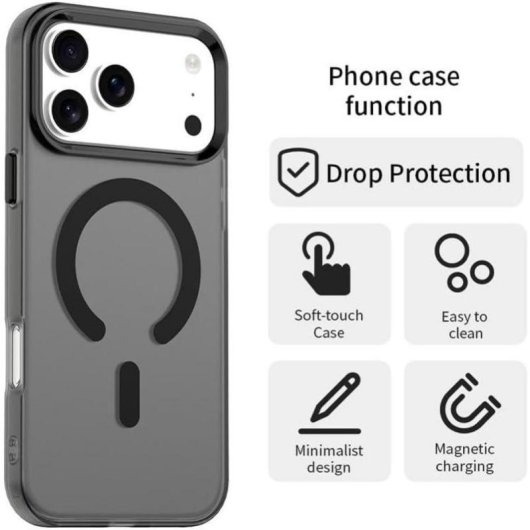 Coque Cool magnétique en silicone noire pour iPhone 17 Pro Max / 18 Pro Max