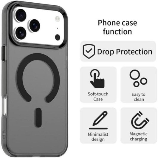 Coque Cool magnétique en silicone noire pour iPhone 17 Pro Max / 18 Pro Max