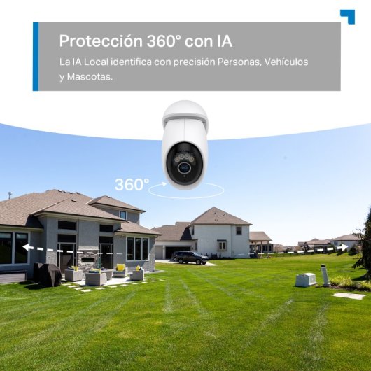 Tapo TC46 Cámara de Vigilancia 360º Exterior, 4K 8MP, Detección IA Gratuita Avanzada, Reconocimiento Facial, Visión Noct