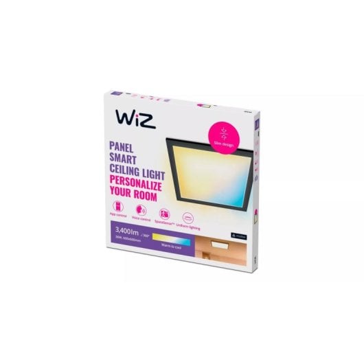 Plafon WiZ Square 36W Preto LED Wi-Fi Dimmável Metal
