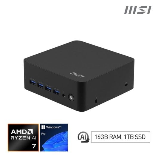 MSI Cubi Z AI 8M AMD Ryzen 7 8845HS 16GB 1TB SSD Windows 11 Pro Wi-Fi 6E