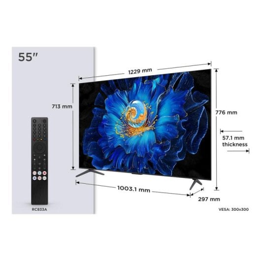 TV TCL QD-Mini LED 55C6KS 55" 4K Ultra HD Smart TV Google TV HDR10