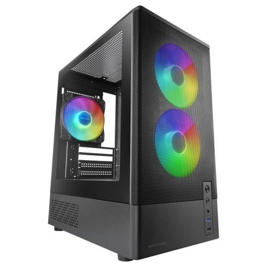 Boîtier gaming Mars Gaming McOnyx MicroATX, grille métallique, 3 ventilateurs ARGB, double chambre, noir