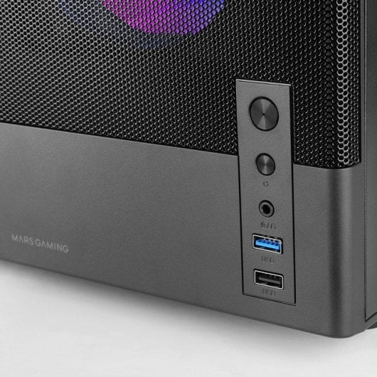 Boîtier gaming Mars Gaming McOnyx MicroATX, grille métallique, 3 ventilateurs ARGB, double chambre, noir